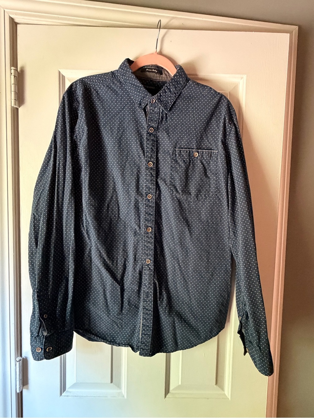 Denim & Flower Navy Micro-Dot Button-Down Shirt